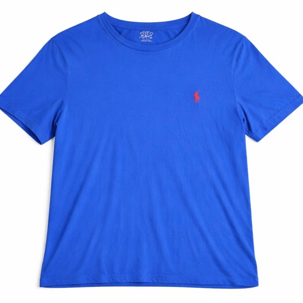 Ralph Lauren Polo Shirt Mens Large Blue Regular Fit Pony Logo Crew Neck Casual